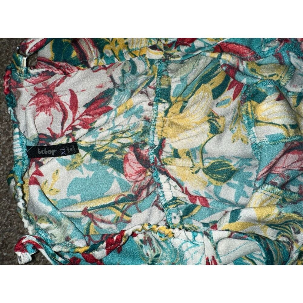 Bebop Floral Tie Front Mini Dress XL Boho Cottagecore Summer Sundress - Picture 2 of 4